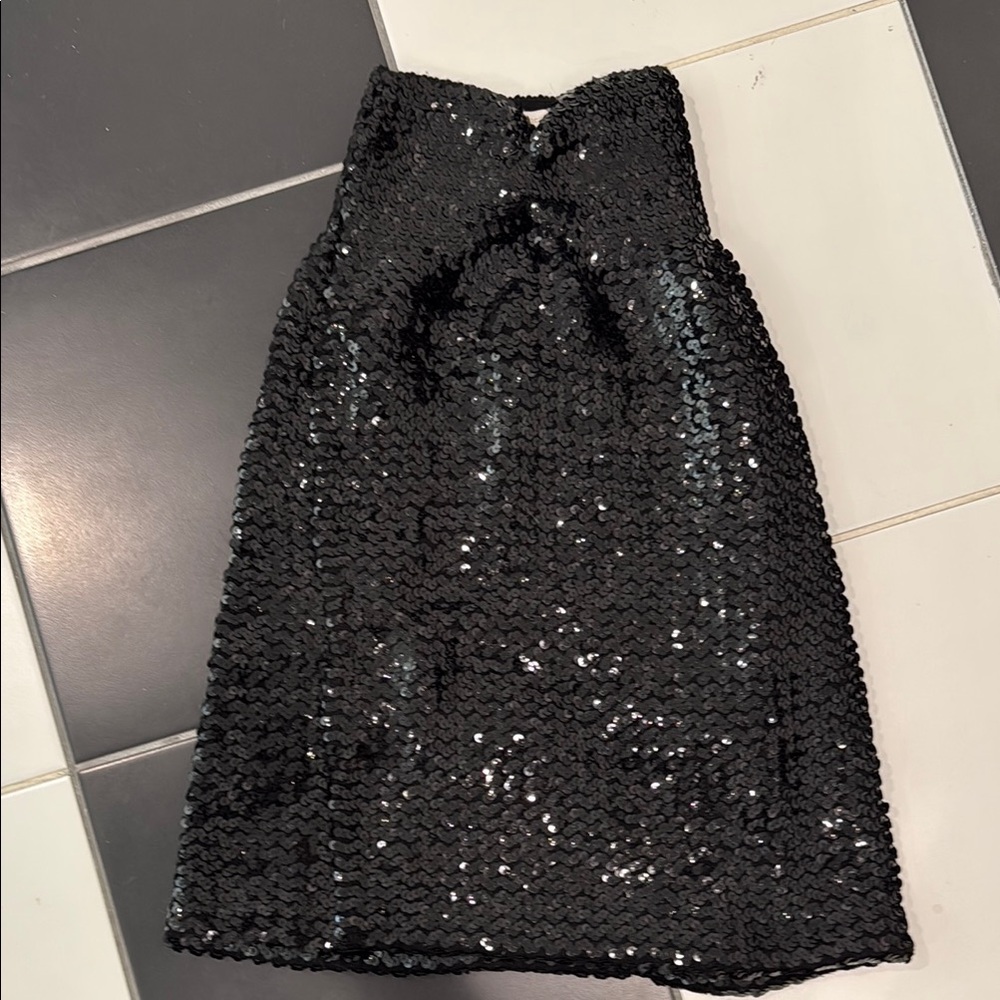 Corey Lynn Calter Black Sequin Pencil Skirt
